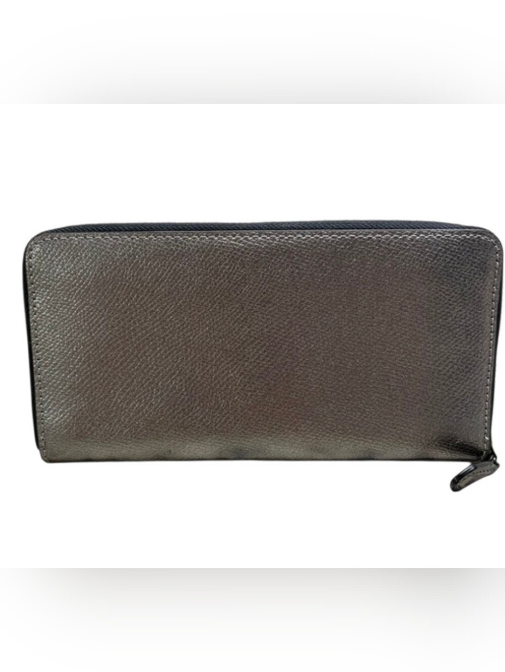 COACH Accordion Zip Around Wallet Pewter Cross Grain Leather - Picture 4 of 6